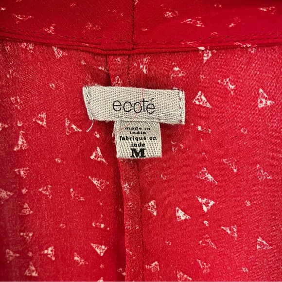 Ecote Sheer Red Vest with White Triangles and Tassles - Size M - Picture 4 of 6